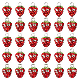 30 шт. подвески из полимерной глины ручной работы со стразами, клубника
