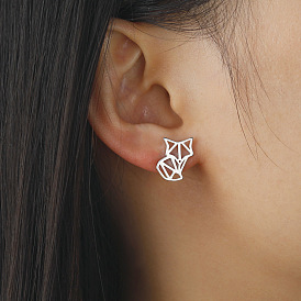 Stainless Steel Fox Ear Studs - Minimalist Trendy Animal Earrings for Girls, Parties, Birthdays.