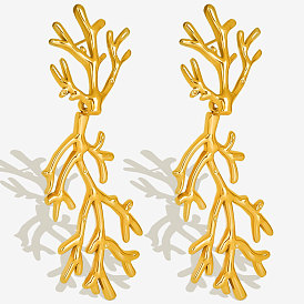 304 серьги-гвоздики из нержавеющей стали в виде веточки хип-хопа