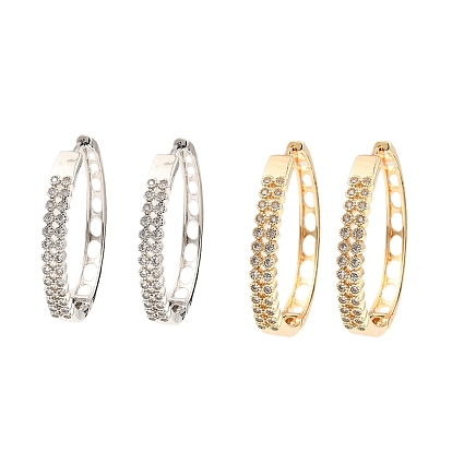 Brass Cubic Zirconia Hoop Earrings, Hollow
