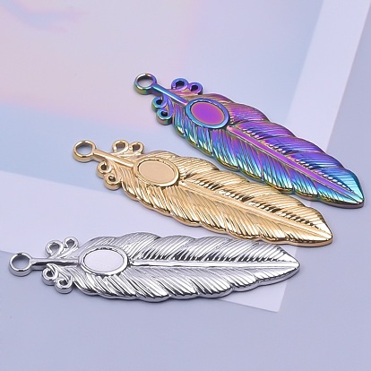 201 Stainless Steel Pendant Cabochon Seetings, Leaf