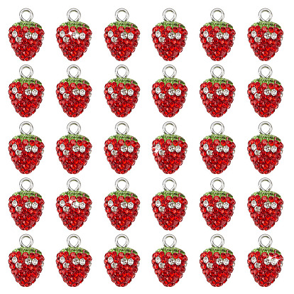 30 шт. подвески из полимерной глины ручной работы со стразами, клубника