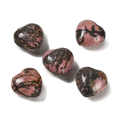 Natural Rhodonite Heart Love Stone, Healing Pocket Palm Stone for Reiki Balancing