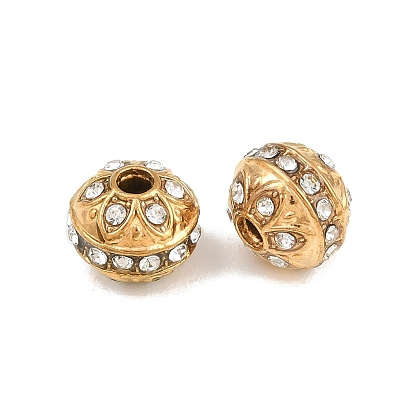 304 Stainless Steel Rhinestone Beads, Rondelle, Ion Plating(IP)