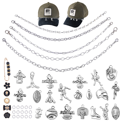 Наборы для изготовления брошей своими руками, включая подвески и броши из сплава., 304 Цепочки из нержавеющей стали и латунные соединительные кольца