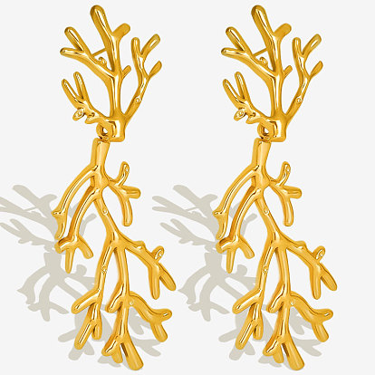 304 серьги-гвоздики из нержавеющей стали в виде веточки хип-хопа