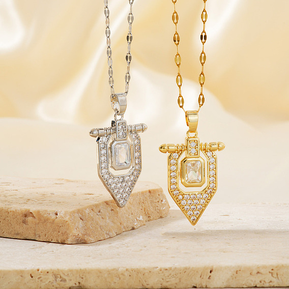 Модные латунные ожерелья с подвеской в виде стрелы из кубического циркония, ожерелье из цепочек с бахромой для женщин