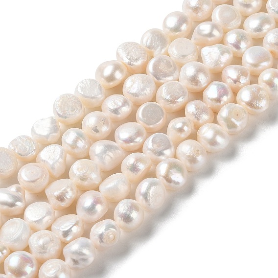 Natural Cultured Freshwater Pearl Beads Strands, Two Sides Polished, Grade 2A