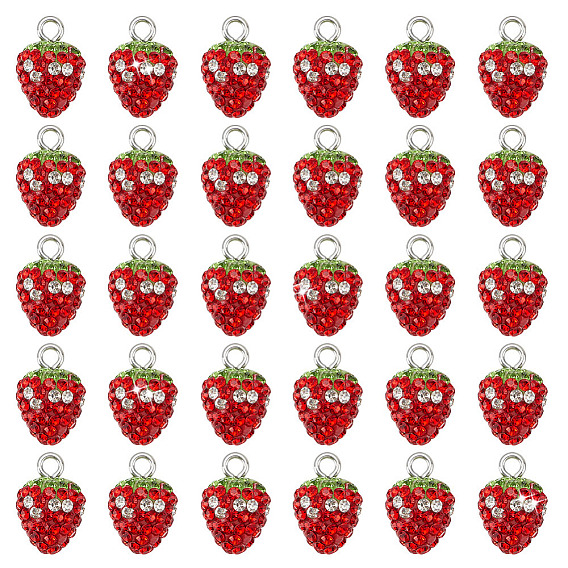 30 шт. подвески из полимерной глины ручной работы со стразами, клубника