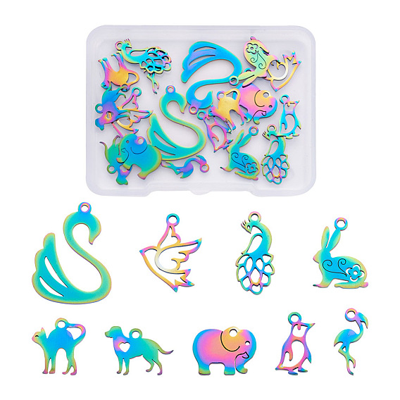 18 шт 9 стиль 201 подвески из нержавеющей стали, животное