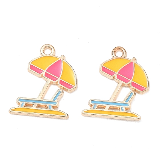 Alloy Enamel Pendants, Beach Umbrellas with Chairs Charms