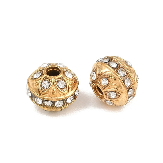 304 Stainless Steel Rhinestone Beads, Rondelle, Ion Plating(IP)