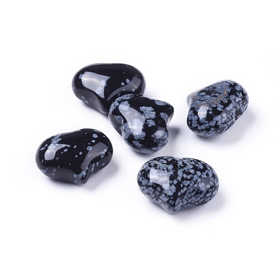 Natural Snowflake Obsidian  Heart Love Stone, Pocket Palm Stone for Reiki Balancing