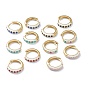 Brass Enamel Huggie Hoop Earrings, Long-Lasting Plated, Ring with Rhombus, Golden