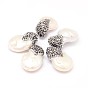 Natural Cultured Freshwater Pearl Beads, with Polymer Clay Rhinestone, Nuggets, 18~28x12~18x9~11mm, Hole: 1mm