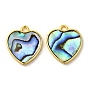 Природные пауа оболочки подвески, подвески-сердечки с латунной фурнитурой
