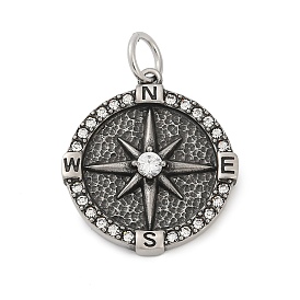 316 кулоны из хирургической нержавеющей стали с микропаве и кубическим цирконием., компас, с целью перехода в кольце, ионное покрытие (ip)