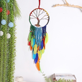 Cotton Woven Suncatchers, Feather Hanging Decorations, Flat Round