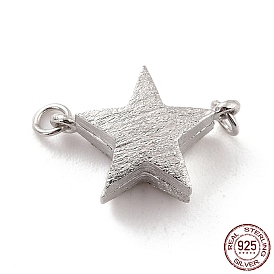 925 Sterling Silver Magnetic Clasps, With Jump Rings, Textured Star