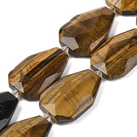 Natural Tiger Eye Beads Strands, Faceted Teardrop