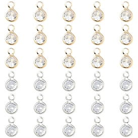 40 шт. 2 цвета латунные подвески из фианита с микропаве, плоско-круглые