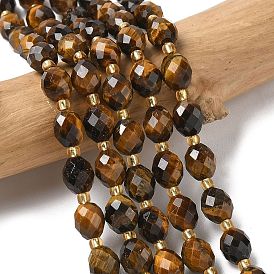 Природных тигровый глаз бисер нитей, граненые, рис, с бисером