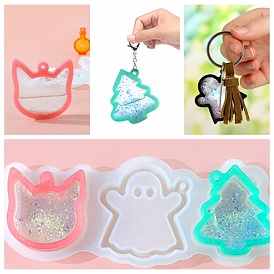 DIY Cat & Ghost & Tree Pendant Silicone Molds, Quicksand Molds, Resin Casting Molds, for UV Resin & Epoxy Resin Craft Making