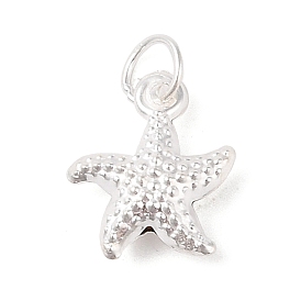 925 Sterling Silver Starfish Charms, with Jump Rings