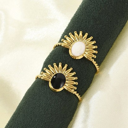 Цветок 304 эмалированные открытые манжеты из нержавеющей стали для женщин, золотые