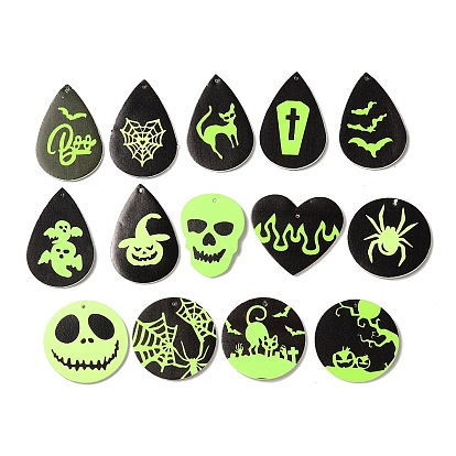 Подвески из искусственной кожи на Хэллоуин, черный и зеленый желтый