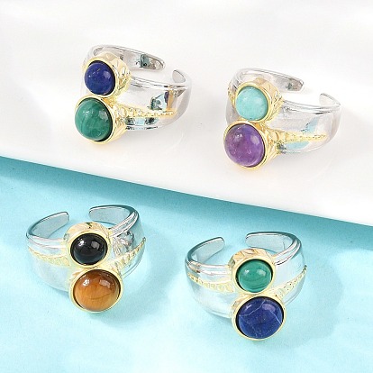 Открытые кольца-манжеты с драгоценными камнями и латунью