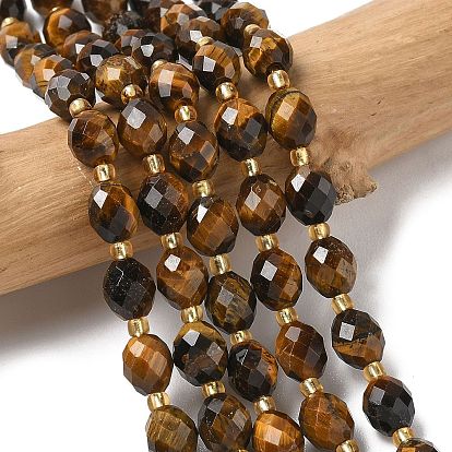 Природных тигровый глаз бисер нитей, граненые, рис, с бисером