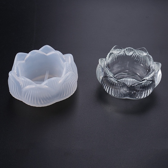 Lotus Flower DIY Tealight Candle Holder Molds, Resin Casting Molds, for UV Resin, Epoxy Resin Craft Making