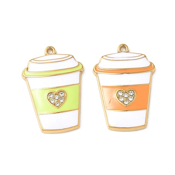 304 нержавеющей стальной эмали подвески, подвески-чашки с узором в виде сердца из горного хрусталя, ионное покрытие (ip), золотые