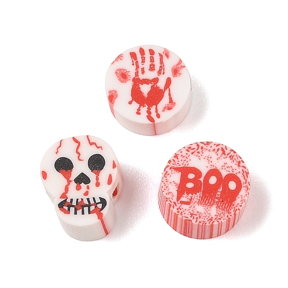 Новогодняя тема бусины из полимерной глины ручной работы