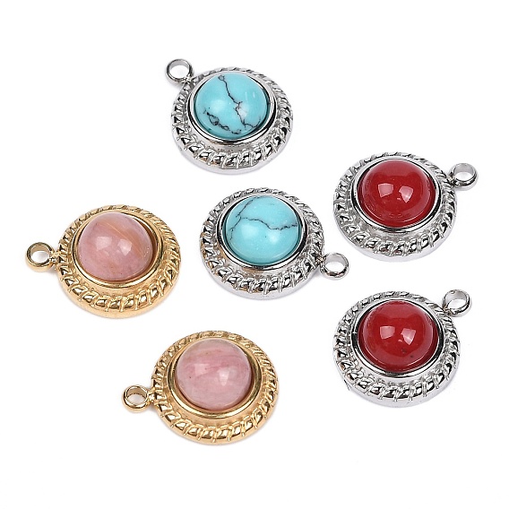 Полукруглые подвески из драгоценных камней, с 304 фурнитурой из нержавеющей стали