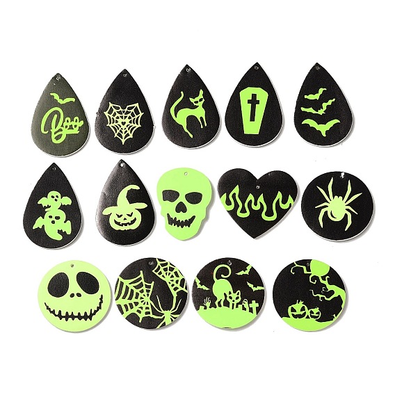 Подвески из искусственной кожи на Хэллоуин, черный и зеленый желтый