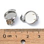 304 Stainless Steel Clip-on Earring Findings, Flat Round Earring Settings, with Loops