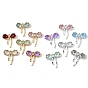 UV Plating Alloy Glass Pendants, Bowknot Charm, Faceted, Mixed Color