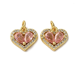 Латунные микро проложить кубического циркония подвески, сердце прелести, с целью перехода в кольце, стойки покрытие, долговечный, без свинца и без кадмия, реальный 18 k позолоченный