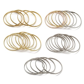 7Pcs Vacuum Plating 202 Stainless Steel Plain Flat Ring Bangle Sets, Stackable Bangles for Women