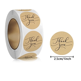 Round Kraft Paper Thank You Gift Sticker Rolls, Adhesive Decorative Sealing Stickers for Gifts, Party