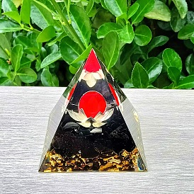 Red Crystal Ball Pyramid Ornament Obsidian Gravel Resin Crafts Home Office Decoration