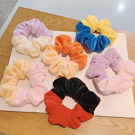 Двухцветные эластичные аксессуары для волос из ткани ярких цветов, для девочек или женщин, резинка для волос / резинки для волос