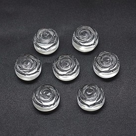 Natural Quartz Crystal Cabochons, Rock Crystal Cabochons, Frosted, Rose/Flower