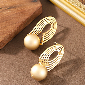 Серьги-гвоздики из сплава овальной формы с круглыми вставками