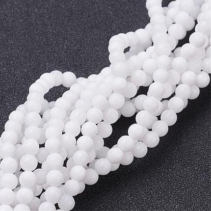 Natural White Jade Beads Strands, Dyed & Heated, Round