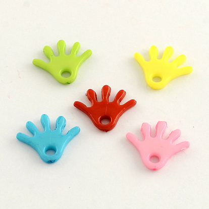 Opaque Acrylic Palm Charms, 15x18x2.5mm, Hole: 3mm, about 1900pcs/500g