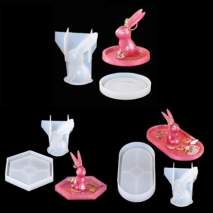 Food Grade DIY Silicone Rabbit Tray Molds, Resin Casting Molds, for UV Resin, Epoxy Resin Craft Making