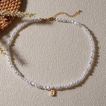 Ожерелья с подвеской в виде буквы b из искусственного жемчуга с микропаве из латуни и прозрачными кубическими цирконами, золотые